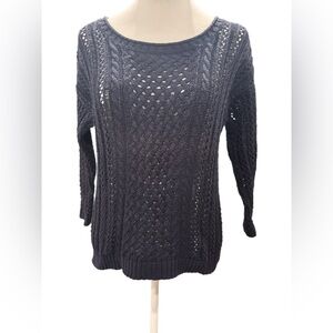 MOTH Crochet Zip Back Sweater Navy Small